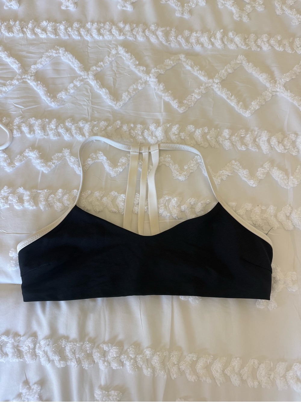Athleta Black Bikini Top with White Strappy Back